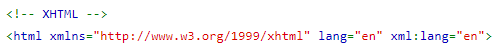 xhtml language declaration